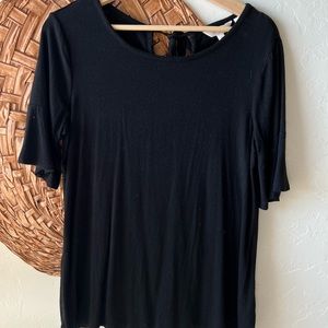 Lauren Conrad black tie neck top.